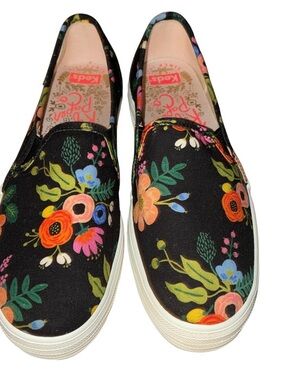 Keds Black Floral Slip-On Sneakers